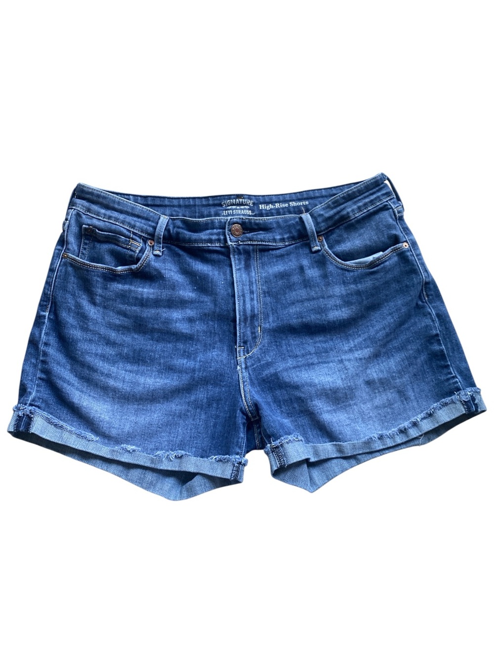 Levis Signature Cuffed High Rise Short Jean Shorts